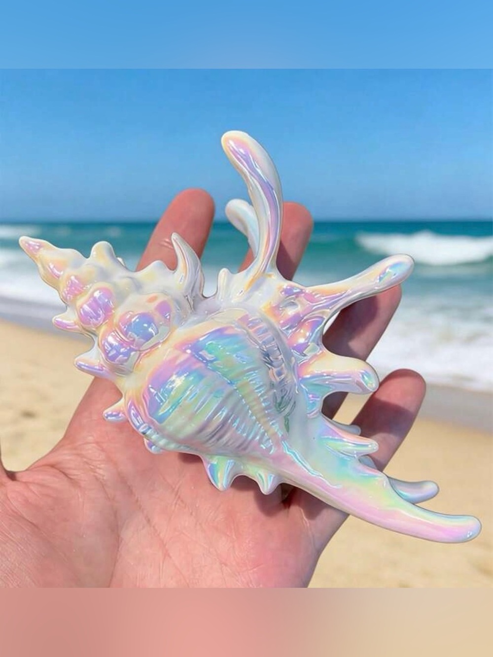 Iridescent Opal Plastic Acrylic Seashell Hair Claw Clip Hairclip NEW Beach Pool